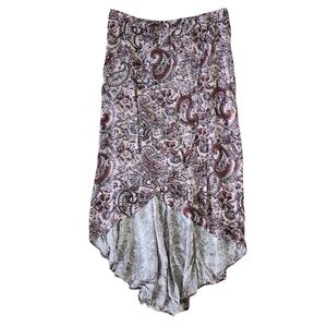 LOVE, FIRE XL Women's Pink Paisley Print Hi High Low Rayon Skirt
